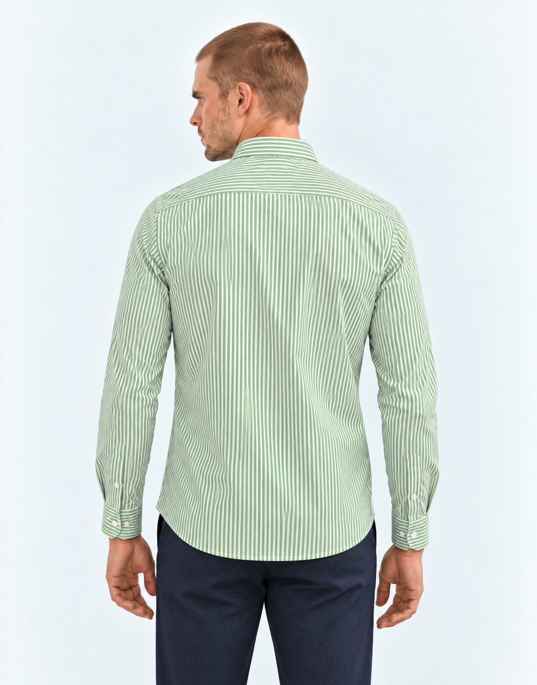Camisa Esencial Hombre Manga Larga Raya Gruesa