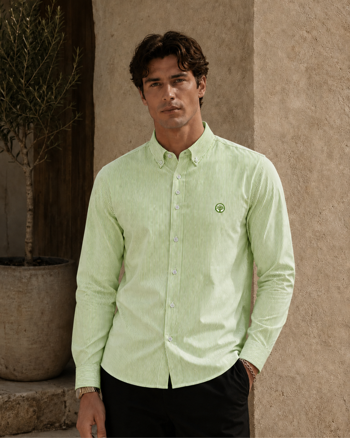 Camisa Esencial Hombre Manga Larga Raya Gruesa
