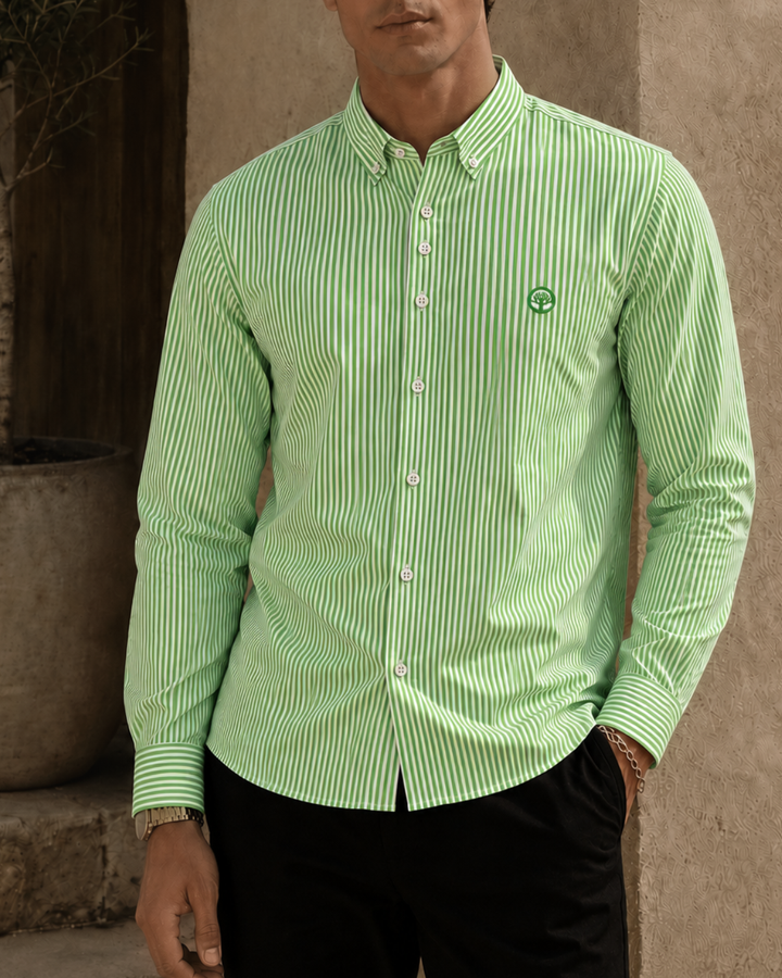 Camisa Esencial Hombre Manga Larga Raya Gruesa