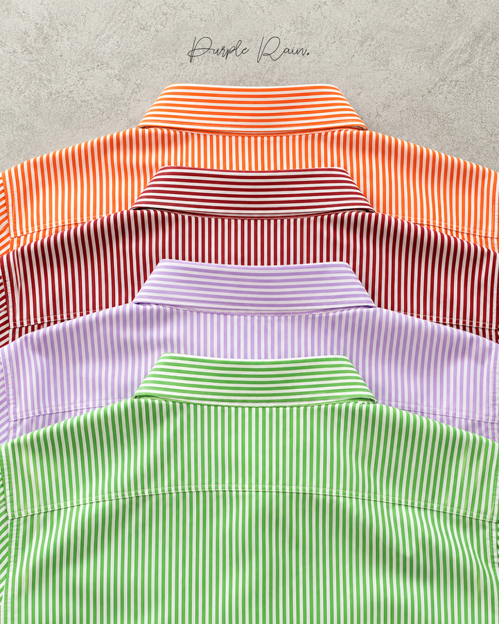 Camisa Esencial Hombre Manga Larga Raya Gruesa