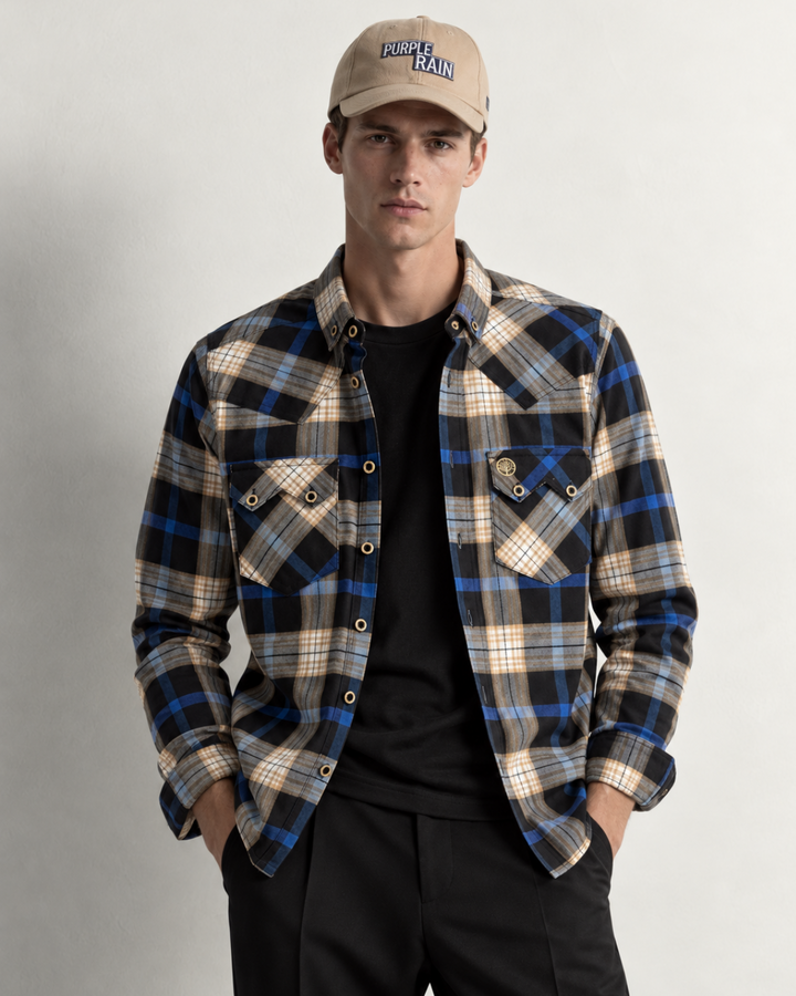 Camisa Heritage a Cuadros Beige, Gris y Negro