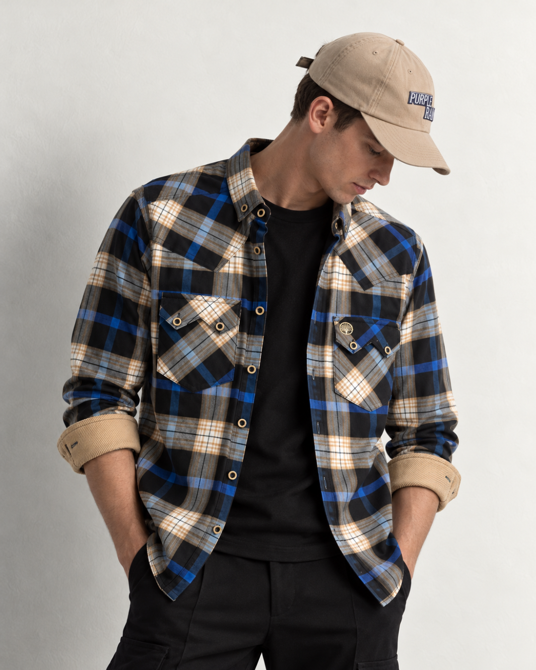 Camisa Heritage a Cuadros Beige, Gris y Negro