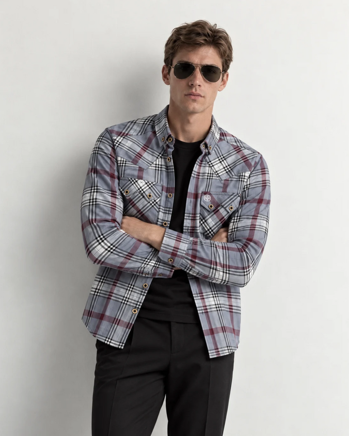 Camisa Heritage a Cuadros Beige, Gris y Negro