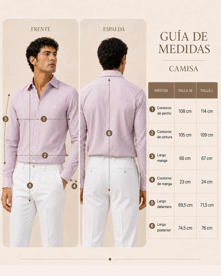 Camisa Hombre Cuello Italiano Manga Larga Raya Gruesa | Purple Rain