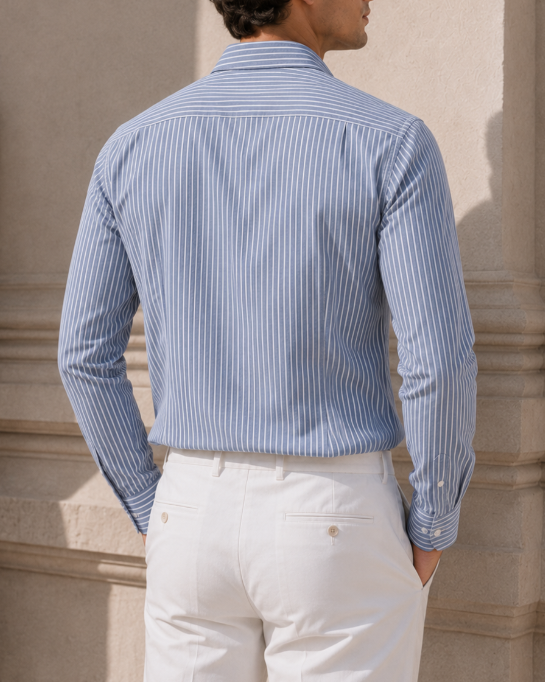 Camisa Hombre Cuello Italiano Manga Larga Raya Gruesa | Purple Rain