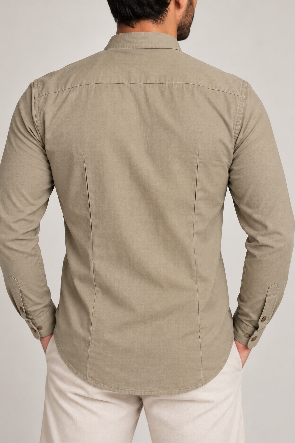 Camisa Hombre Cuello Neru tejido Micro punto Manga Larga