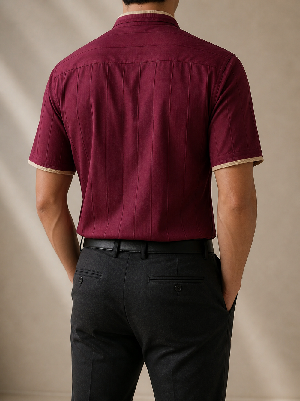 Camisa Manga Corta Cuello Neru - Algodón Texturizado - Purple Rain
