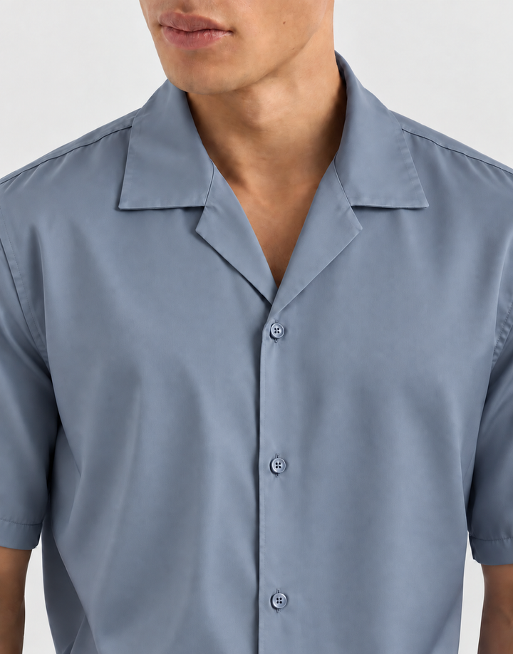 Camisa Hombre Manga Corta Satín - Purple Rain