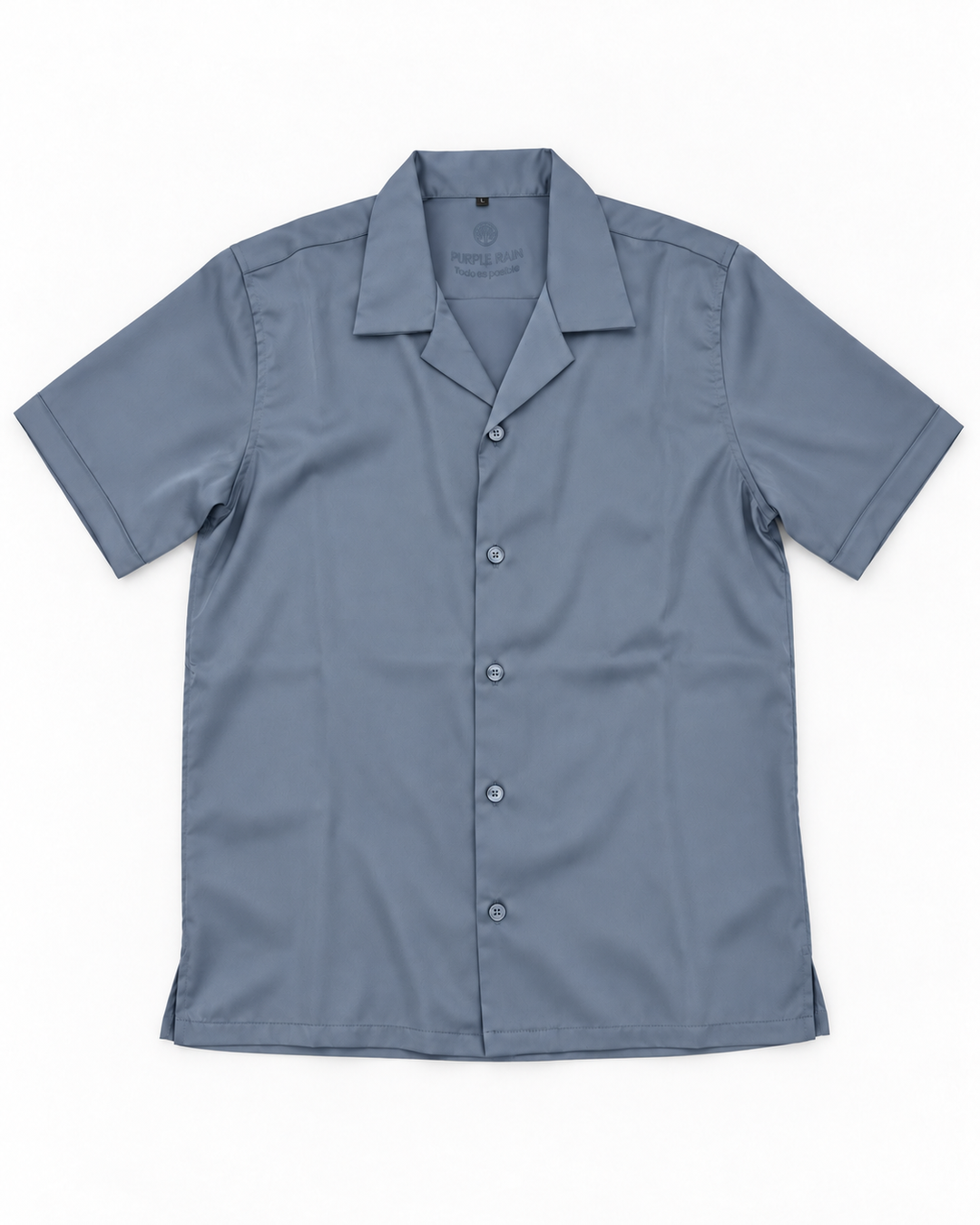 Camisa Hombre Manga Corta Satín - Purple Rain