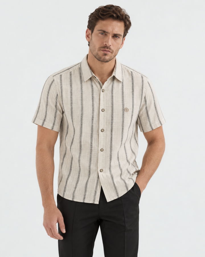 Camisa Hombre Manga Corta de Rayas Milano