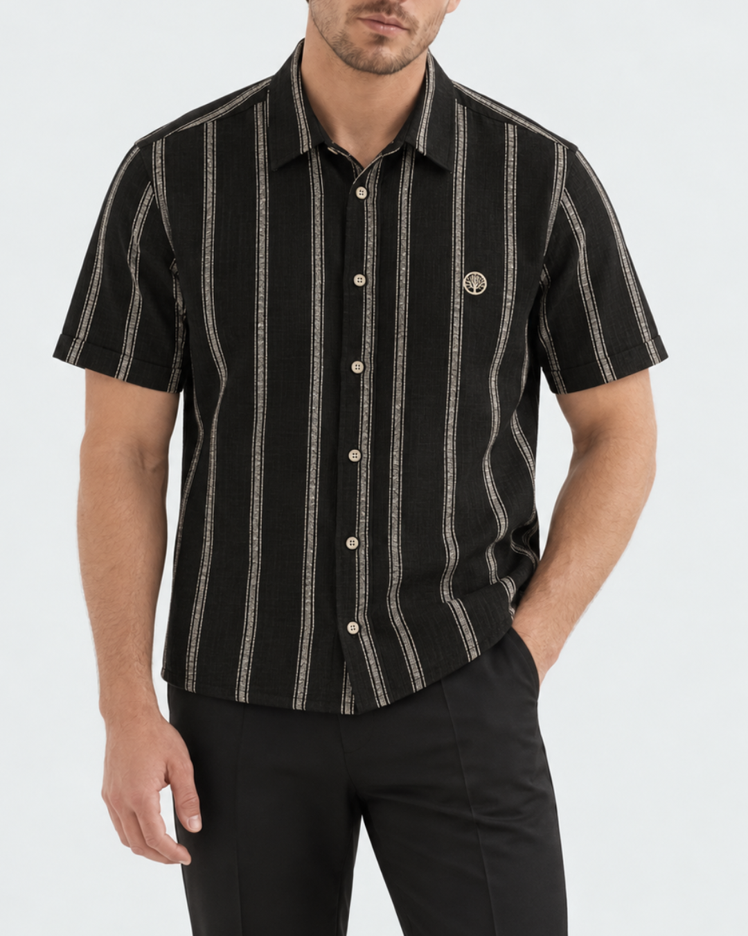Camisa Hombre Manga Corta de Rayas Milano