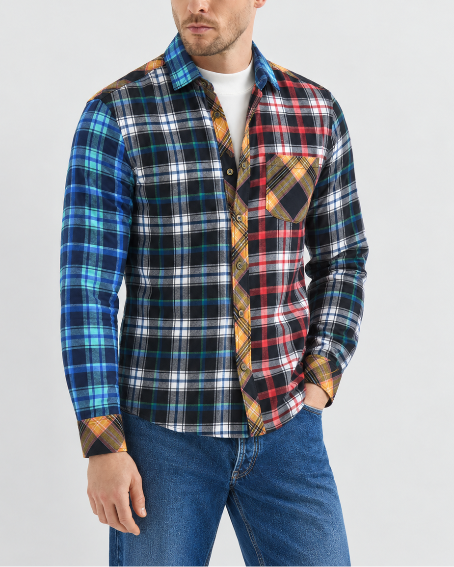 Camisa Hombre Manga Larga Patchwork Heritage