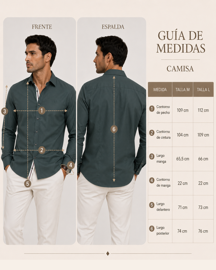 Camisa Hombre Manga Larga Tela Sedosa Old Money