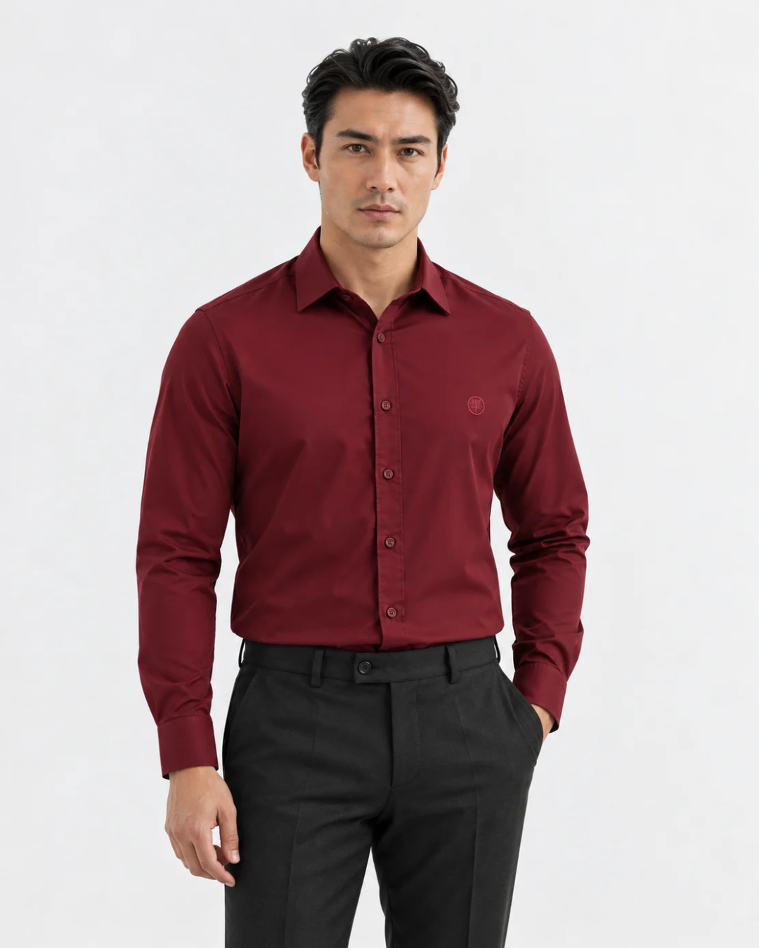 Camisa Hombre Manga Larga en Rayón Stretch Tonos fríos