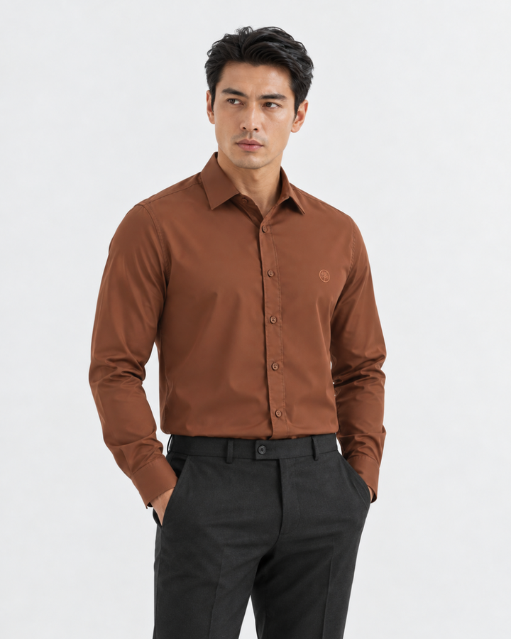 Camisa Hombre Manga Larga en Rayón Stretch Tonos fríos