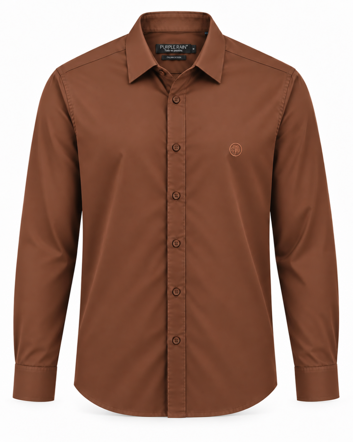 Camisa Hombre Manga Larga en Rayón Stretch Tonos fríos