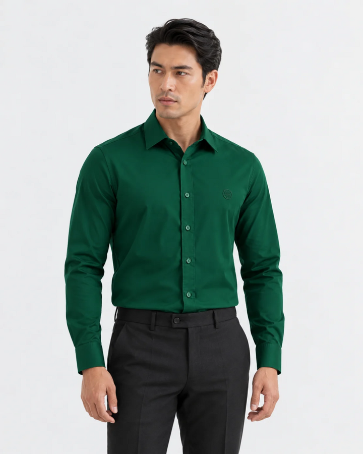 Camisa Hombre Manga Larga en Rayón Stretch Tonos fríos