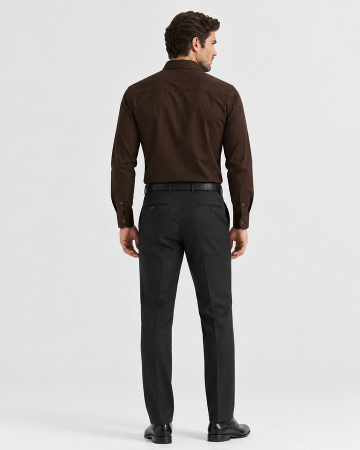 Camisa Hombre Manga Larga en Rayón Stretch con Brillo Sutil Tonos Tierra