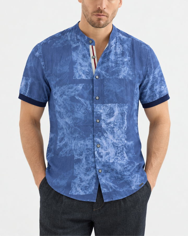 Camisa Hombre Neru Índigo Abstract 100% Algodón