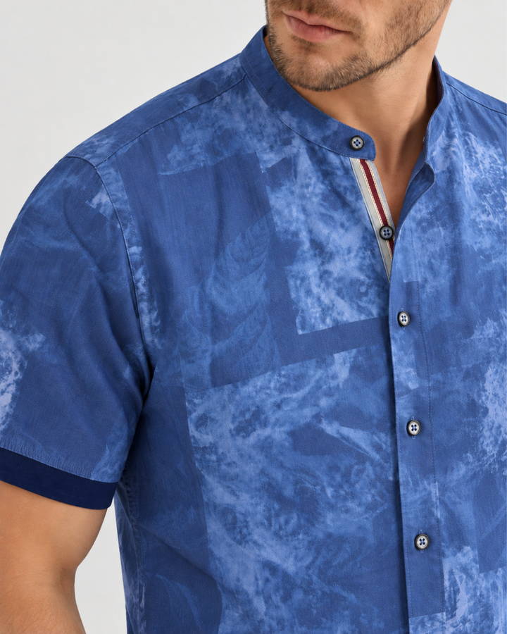 Camisa Hombre Neru Índigo Abstract 100% Algodón