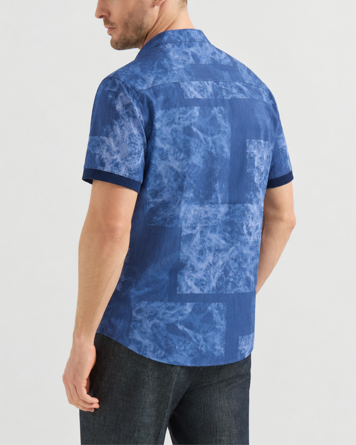Camisa Hombre Neru Índigo Abstract 100% Algodón