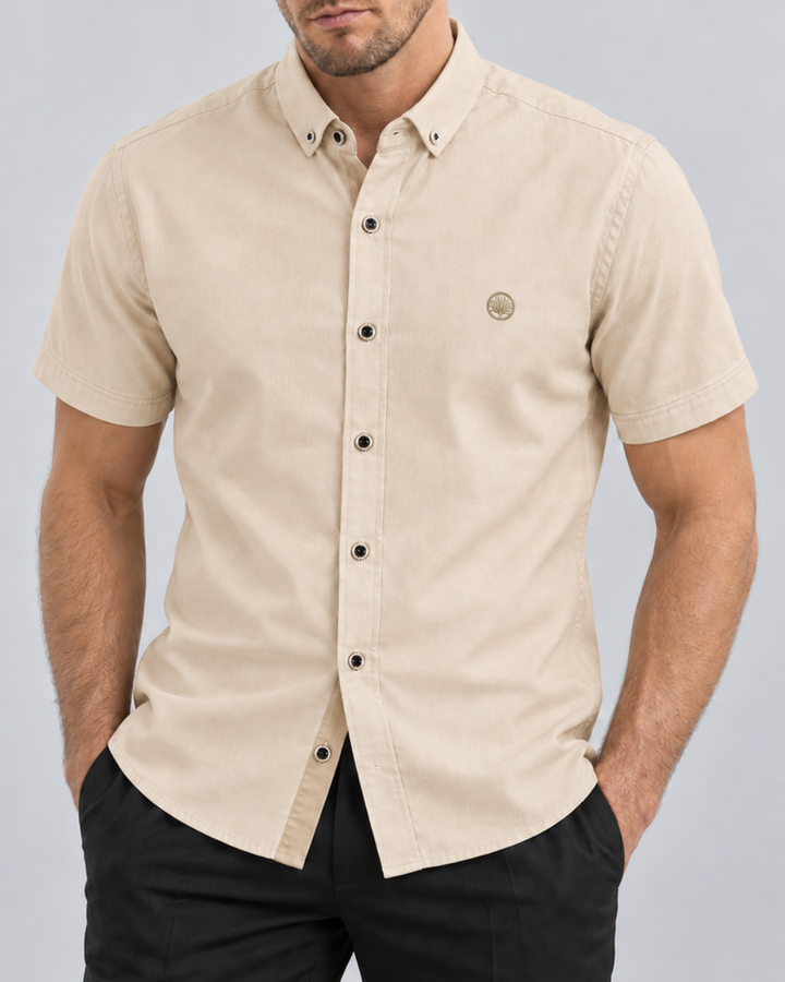 Camisa Hombre Premium Manga Corta Santorini - Purple Rain