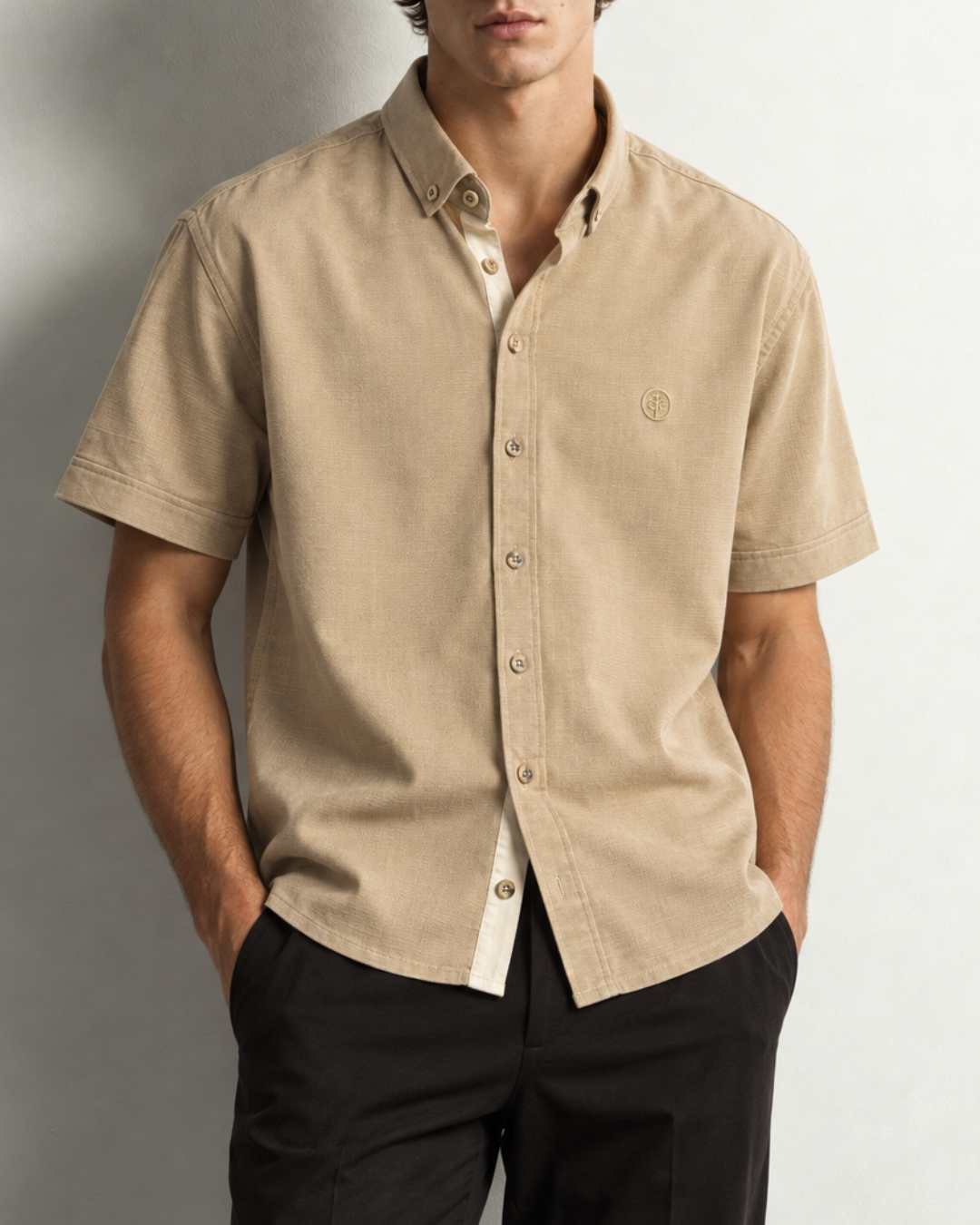 Camisa Hombre Premium Manga Corta Santorini - Purple Rain