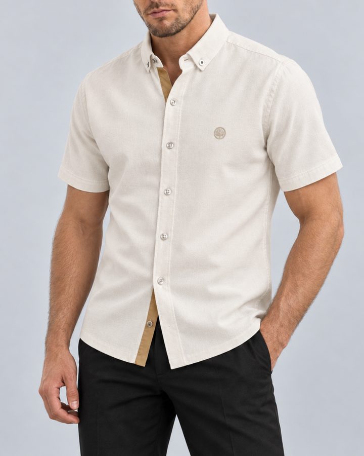 Camisa Hombre Premium Manga Corta Santorini - Purple Rain