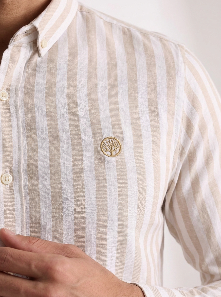 Camisa Hombre Rayas Verticales Algodón
