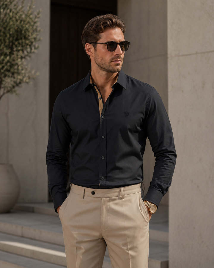 Camisa Hombre Tela Fría Cuello Italiano | Purple Rain - Purple Rain