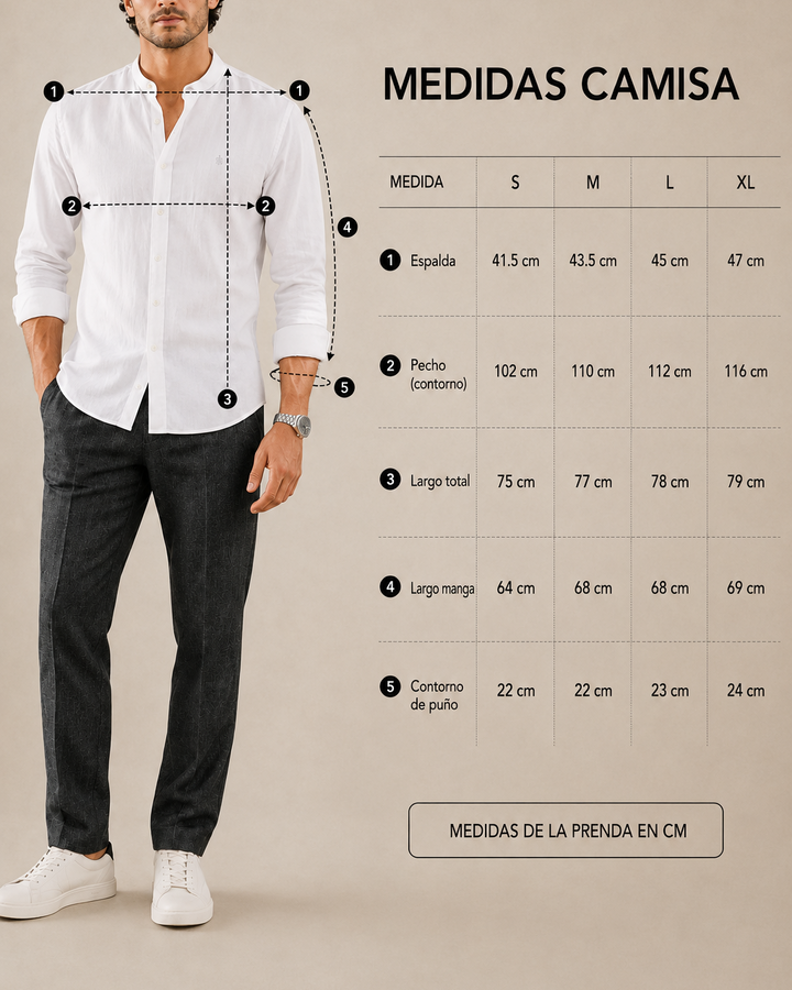 Camisa cuello Neru Hombre en Rayón y Lino