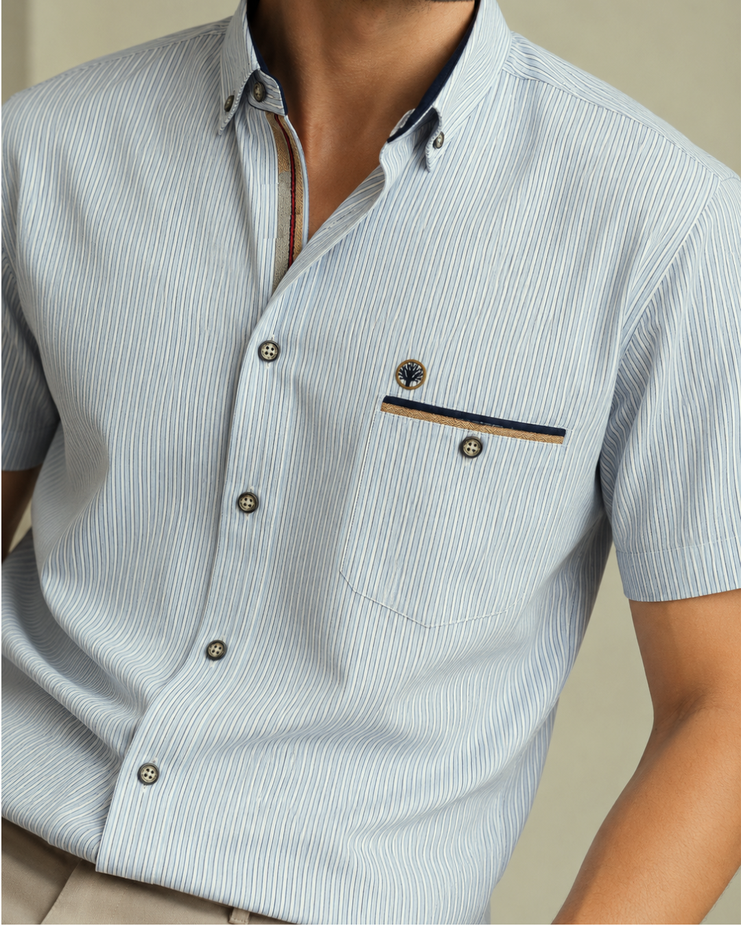 Camisa Manga Corta Rayas Detalles Unicos - Purple Rain