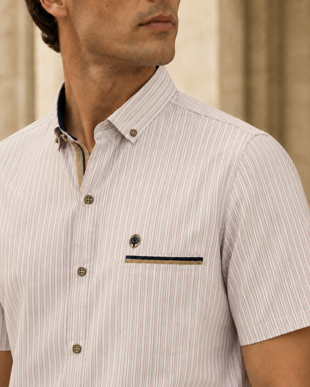 Camisa Manga Corta Rayas Detalles Unicos - Purple Rain