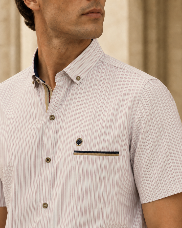Camisa Manga Corta Rayas Detalles Unicos - Purple Rain