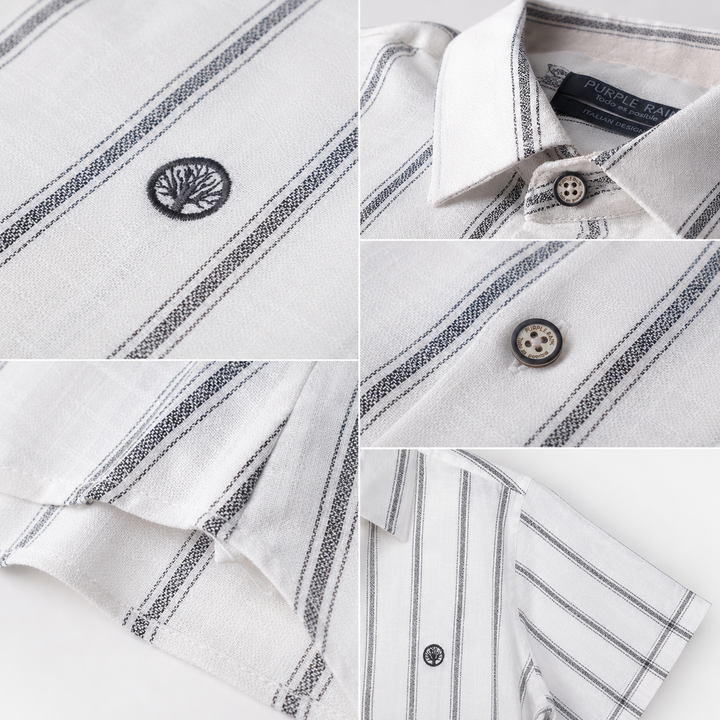 Camisa hombre  Milano Manga Corta — Algodón Premium - Purple Rain