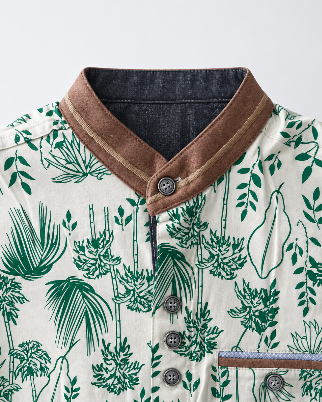 Camisa Niño Estampada Manga Corta Cuello Nerú