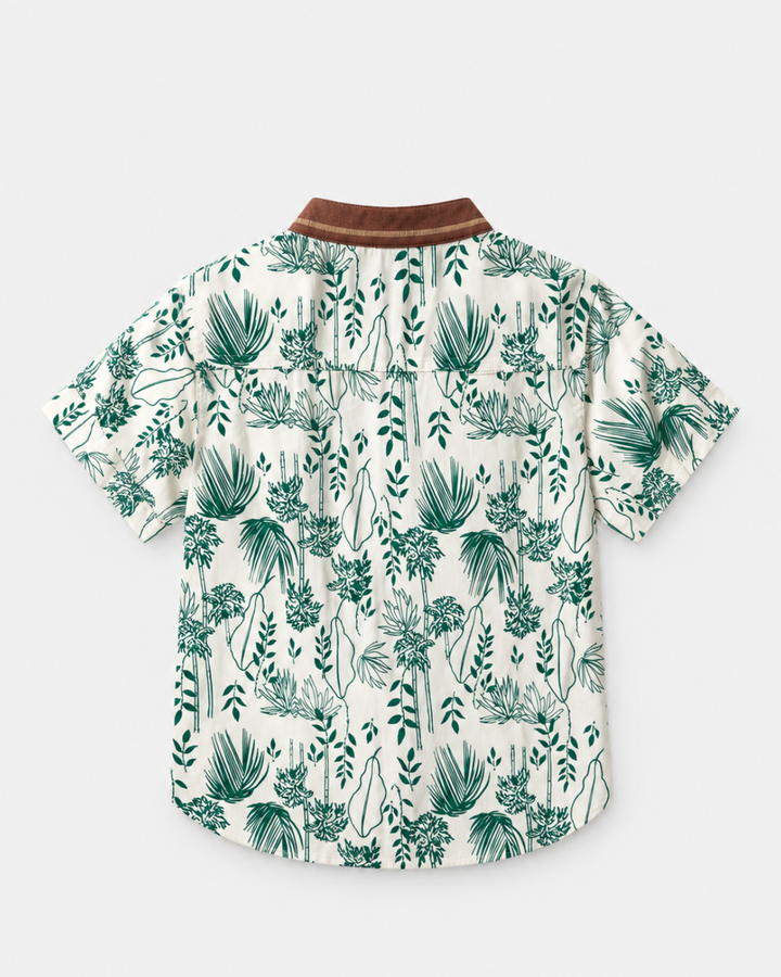 Camisa Niño Estampada Manga Corta Cuello Nerú