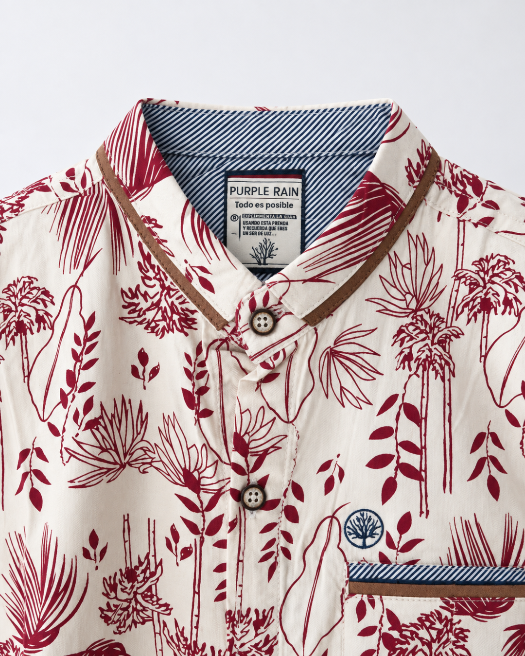 Camisa Niño Estampada Palmas Manga Corta