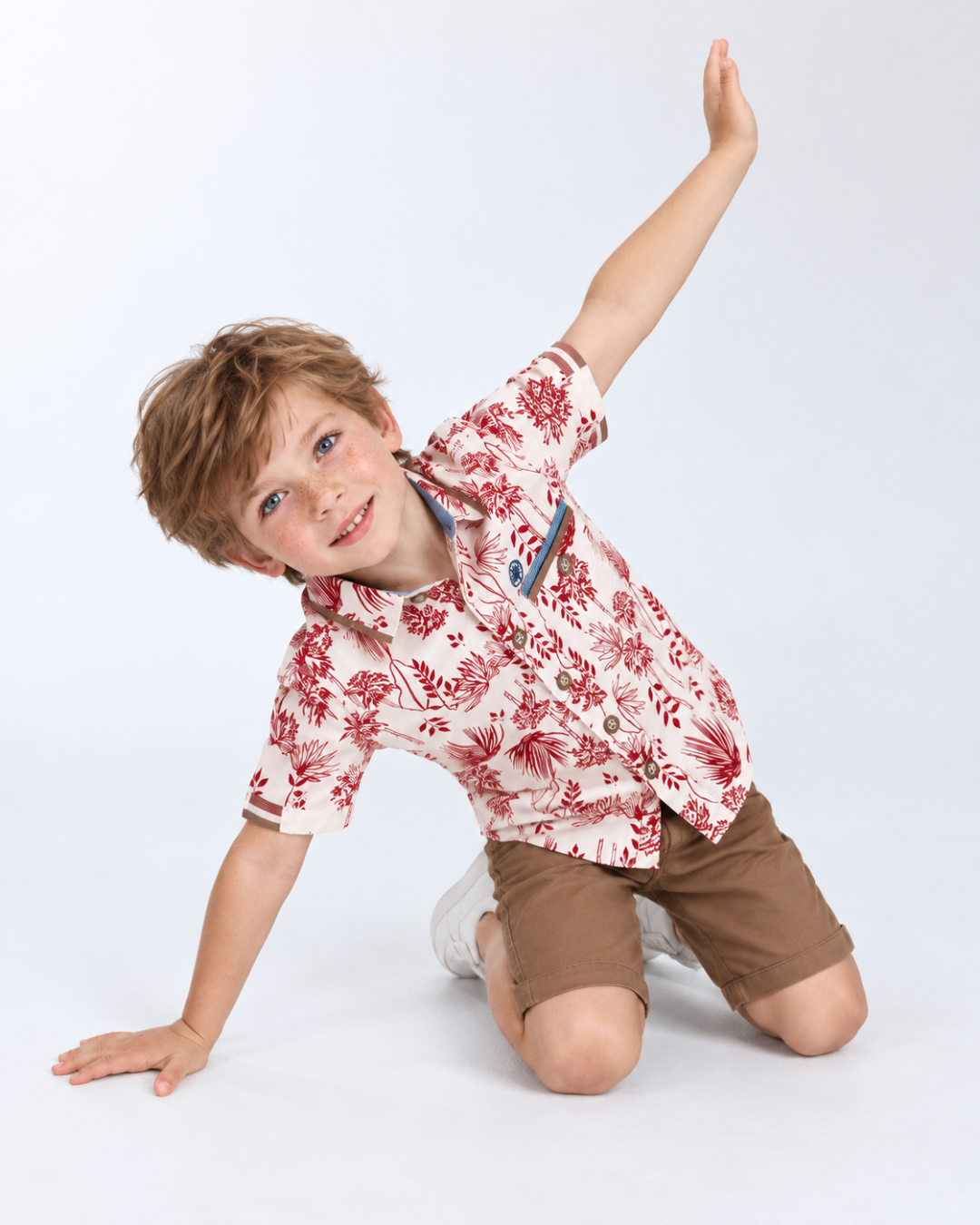 Camisa Niño Estampada Palmas Manga Corta