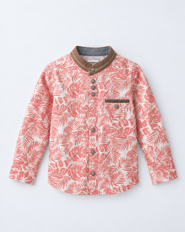 Camisa Niño Manga Larga con Estampado Cuello Nerú
