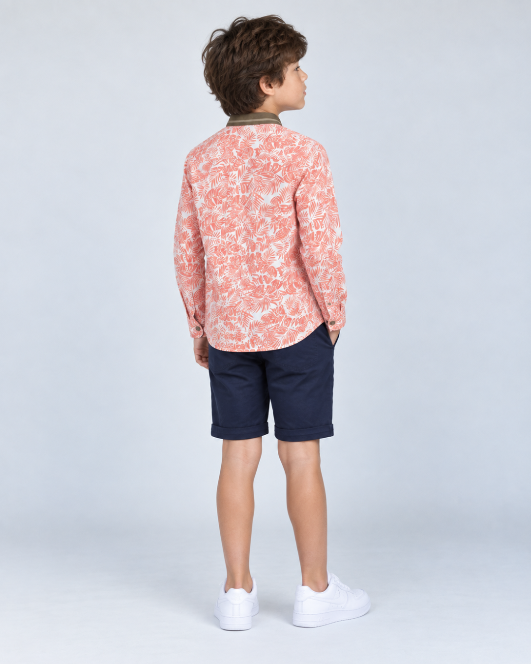 Camisa Niño Manga Larga con Estampado Cuello Nerú