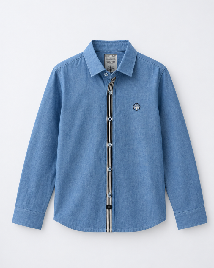 Camisa Niño de Jean con Pechera Manga Larga