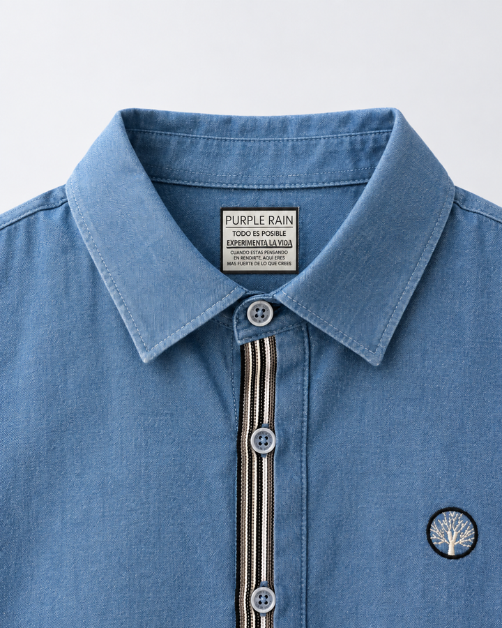Camisa Niño de Jean con Pechera Manga Larga