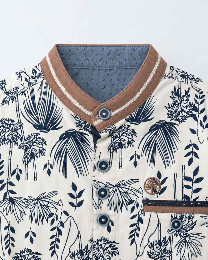 Camisa Niño estampada Manga Larga Cuello Nerú
