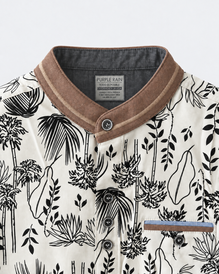 Camisa Niño estampada Manga Larga Cuello Nerú