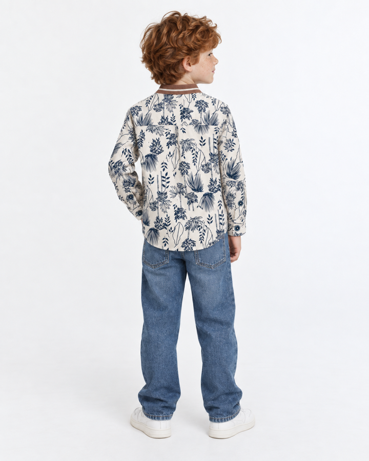 Camisa Niño estampada Manga Larga Cuello Nerú