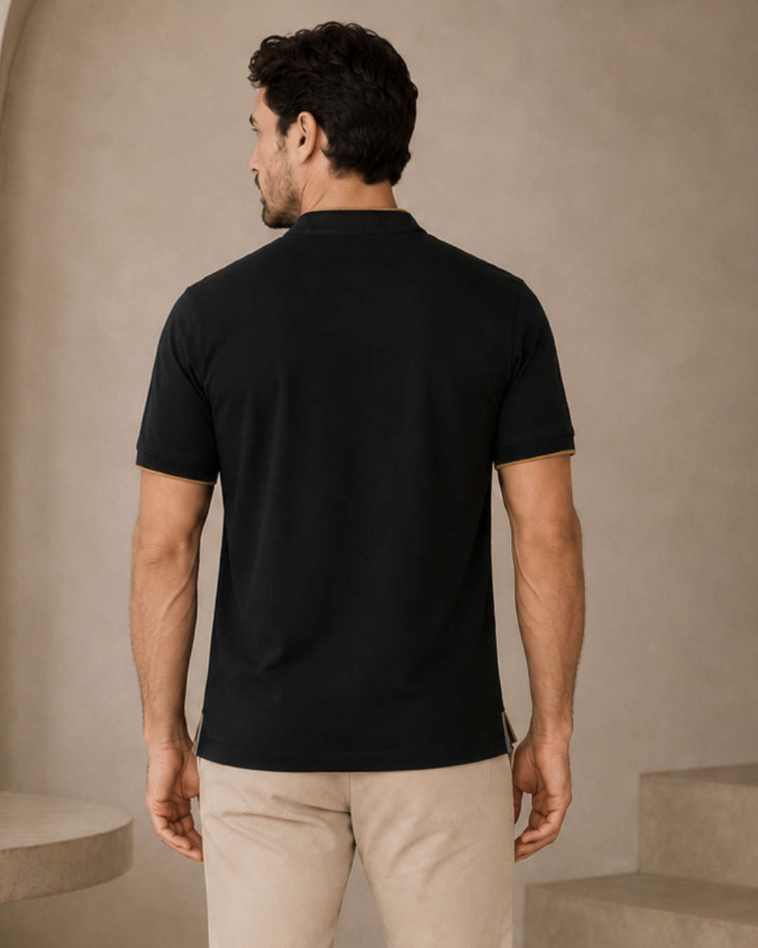 Camisa Polo Hombre Cuello Neru con Abertura en Ruedo Costado