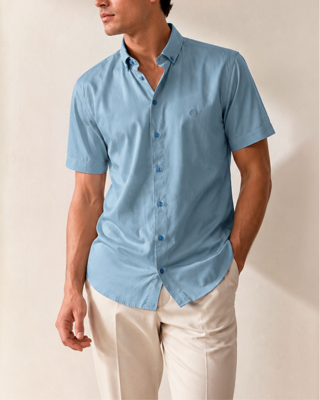Camisa Hombre Manga Corta 100% Algodón Premium