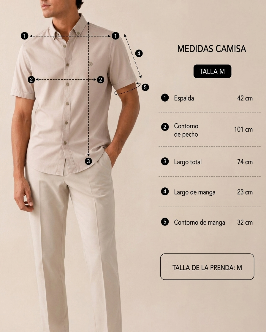 Camisa Hombre Manga Corta 100% Algodón Premium