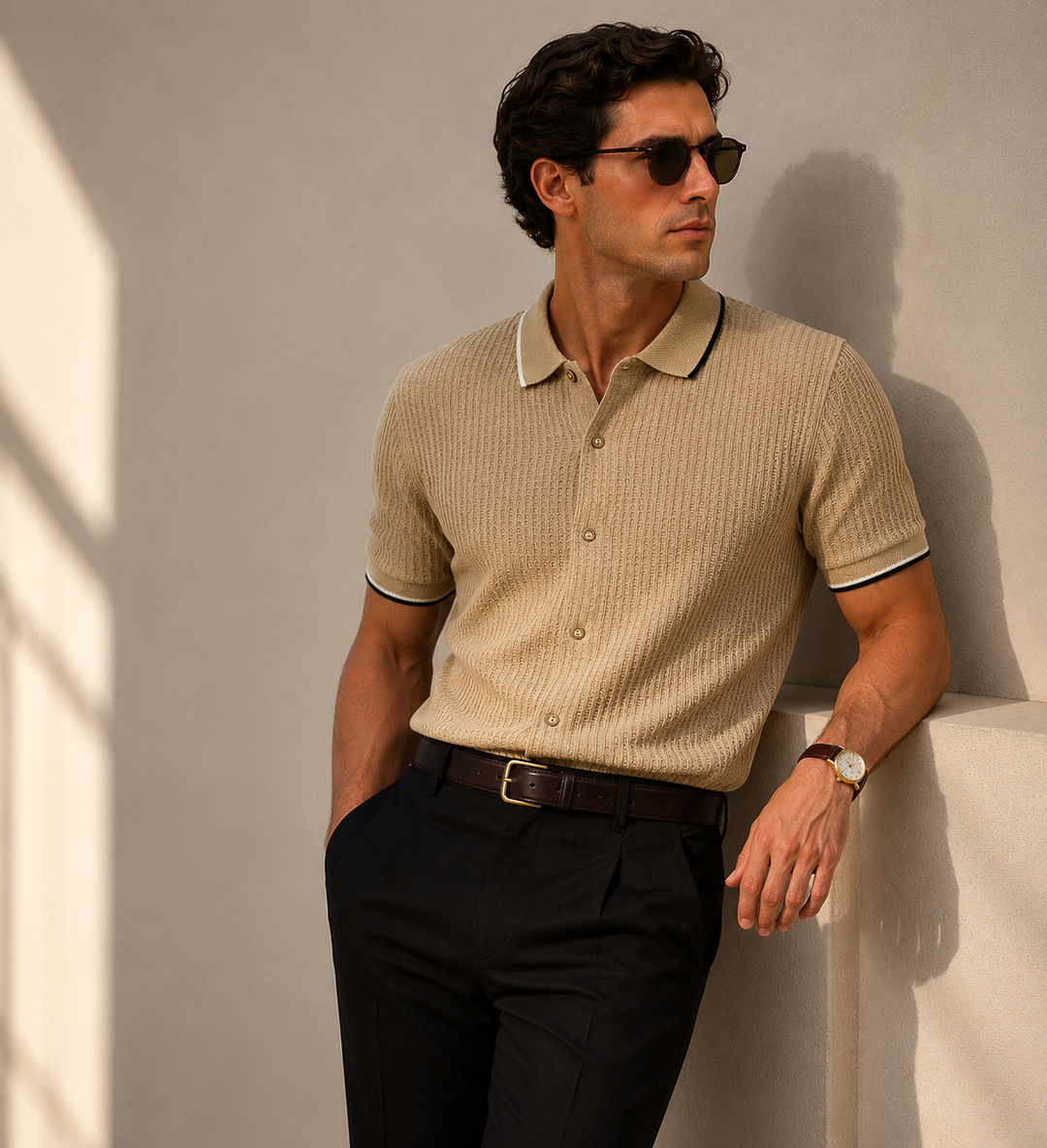 camisa texturizada hombre, camisa casual elegante hombre, camisa manga corta hombre, camisa premium hombre, camisa tejido texturizado, camisa beige hombre, camisa cómoda hombre, camisa con elastómero, camisa smart casual hombre, camisa cuello tejido hombre, camisa moderna hombre, camisa fresca hombre, camisa Purple Rain, camisa de botones hombre, camisa para combinar con pantalón negro.